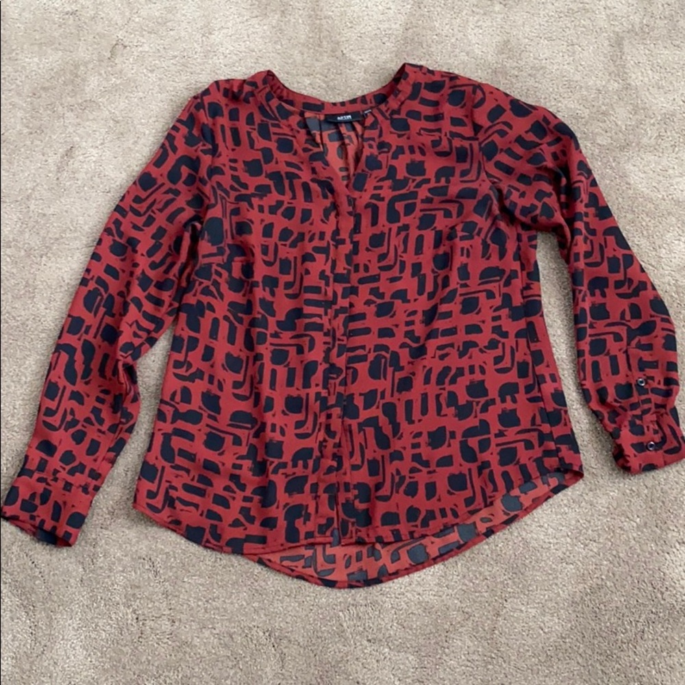 Apt 9 button up rust and black blouse - Picture 5 of 13